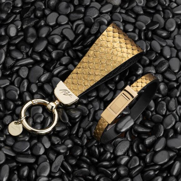 Real Python Leather Gift Set – Handmade Craft - Fine Gold - Picture 3 of 5